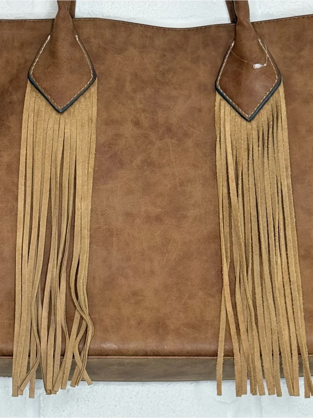 Merona Faux Leather Fringe Tote Shoulder Bag